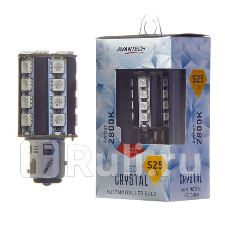 Лампа светодиодная 12v led s25 bay15d 2800k (оранж.+ резистор), 1 шт. 12v led s25 bay15d (180?) smd5450 (3chip) x 25p, сигнал поворота оранжевый 2800k, нагрузочный резистор ("обманка") AVANTECH ALB0119  для Разные, AVANTECH, ALB0119