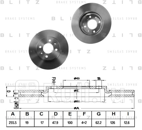 Диск тормозной передний вентилируемый hyundai getz 02 - BLITZ BS0280  для Разные, BLITZ, BS0280